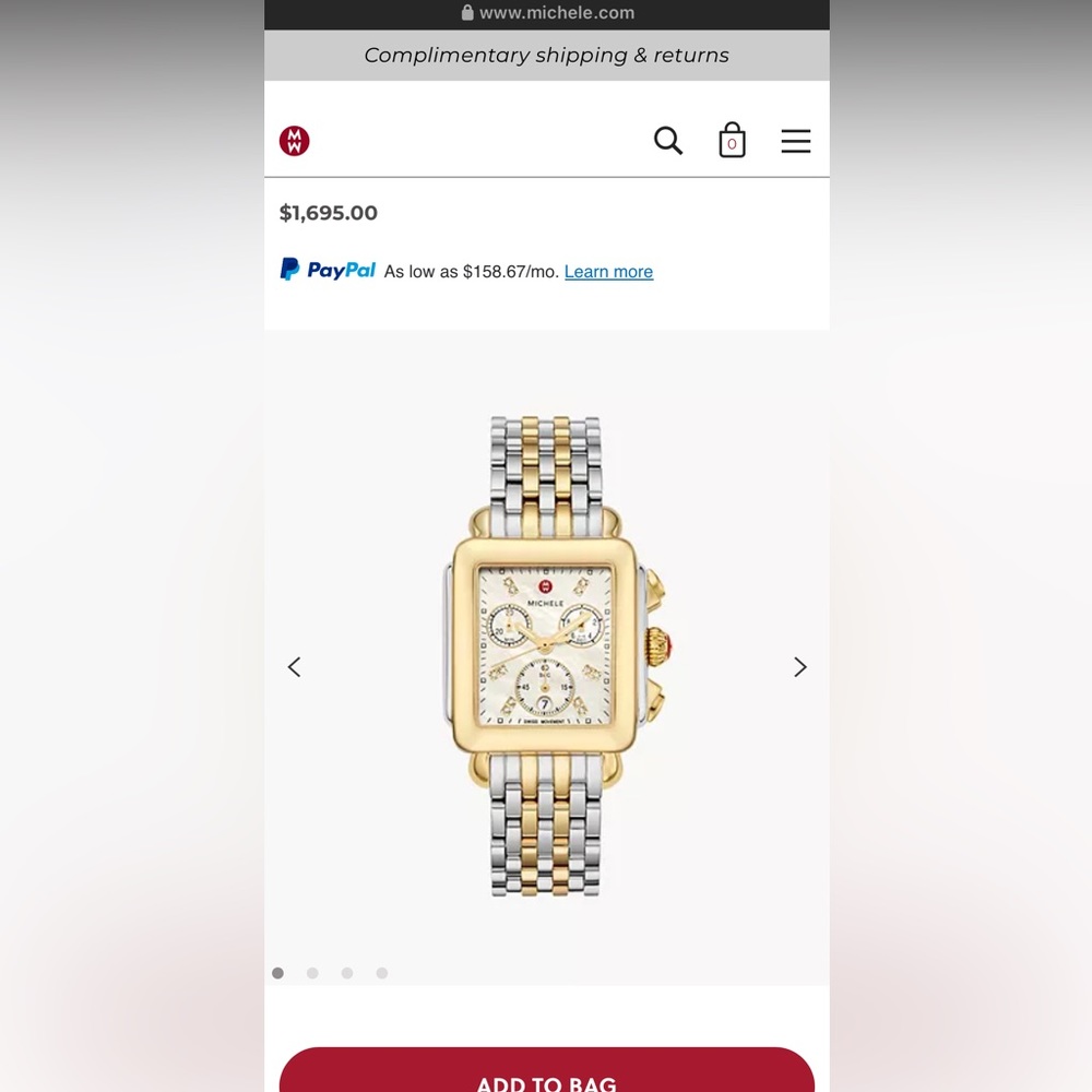 Michele deco diamond watch
